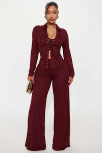 Front-laced Shirt And Casual Trousers Set