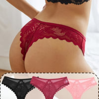 Womens Sexy Hollowed-Out Lace And Mesh Patchwork Thong