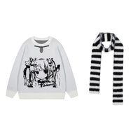Anime Girl With Scarf Round Neck Sweater Men And Women Autumn And Winter Loose