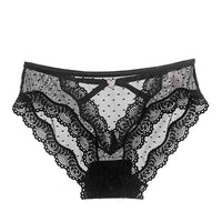 Lace Briefs Hollow Transparent Contrast Color Mesh Mid-waist Women's Panties
