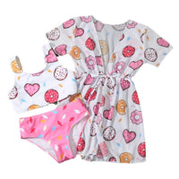 Girl's Swimsuit Donut Cute Split Three-piece Set