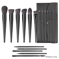 18 Champagne Makeup Brushes Suit High Quality Solid Wood Handle Beauty Tools
