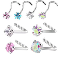 Stainless Steel Zircon Nose Stud 3mm RoundSquareHeartStar Piercing Jewelry