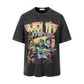 Men's Hip Hop Abstract Printing Distressed Washed Top