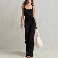 Casual Camisole Top And High-waisted Wide-leg Pants Set