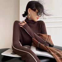 French High-neck Knit Sweater Women