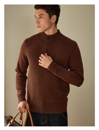 Men's Half-high Collar Button Sweater 24 Autumn And Winter New Thick Sweater