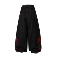 Retro Street-wear Embroidered Hip-hop Unisex Niche Street Dance Baggy Skateboard Jeans