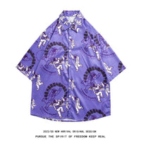 Men's Retro Hong Kong Style Short Sleeve Printed Shirt