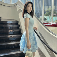 Womens Lace Slim-Fit Waist-Cinching Elegant Long Dress