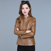 Womens Short Chic Stand-collar Zip-up Jacket