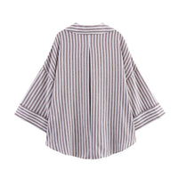 Women's Casual Striped Loose Lapel Long Sleeve Shirt