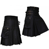 Festival Men's Solid Color Pocket Pleated Skirt