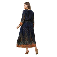 Loose-fit Pull-over V-neck Plus-size Long House Dress