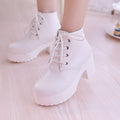 New Chunky-heel Lace-up Ankle Boots With A Round Toe And High Heel