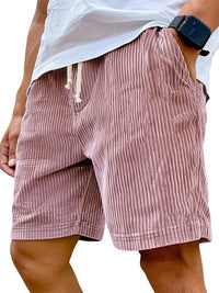 Men's Retro Embroidered Corduroy Fashionable Lace-up Casual Shorts