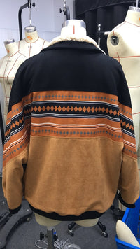 Winter Digital-Print Outdoor Casual Fleece-Lined Thermal Cotton Jacket