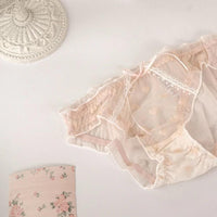 Sweet Mesh Summer Ultra-thin Underwear Pure Love Breathable Mid Waist Cotton Crotch Briefs