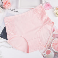 Women's Pure Cotton Lace Trim High Waist Large Size Panties