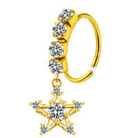 Heart-shaped Nose Ring With Five-star Butterfly Leaves
