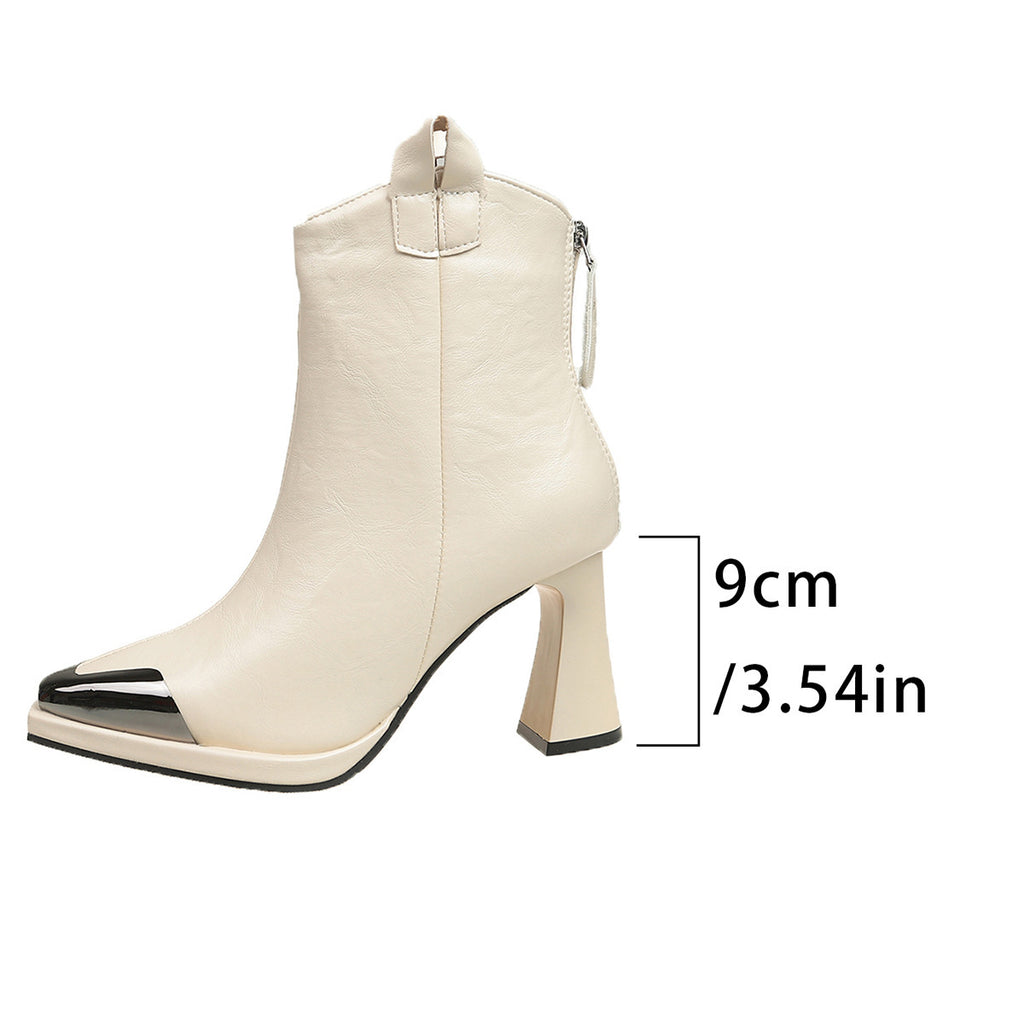 Plus Size Fashion Boots Women's Pointed-toe Retro Mid-calf