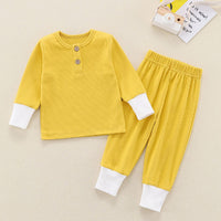 Baby Home Wear Cotton Sunken Stripe Two-piece Suit