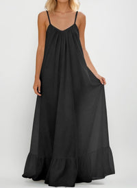 Summer Sexy Strap Sleeveless Solid Color Maxi Dress