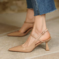 Women's Leather Buckle Stiletto Pointed Toe Sandals
