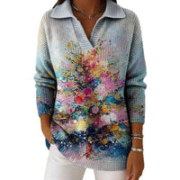 Gradient Flowing Light Buttonless Sequin-filled Dreamy Pattern Polo Shirt