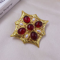 Classic Medieval Baroque Cross Crystal Brooch Vintage