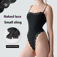 Lace Edge Adjustable Jumpsuit Skinny Inner Match Vest