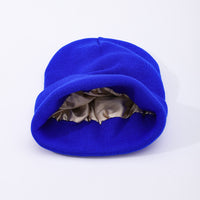Womens Hair-protecting Warming Knitted Satin Beanie