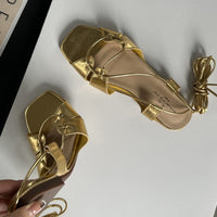Fashion Cross Lace-up Flat Sandals Soft Bottom