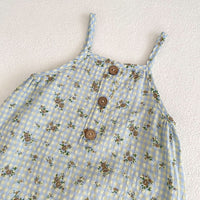Personality Plaid Printed Suspenders Flowers Workwear Pants