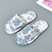 Chinese-style Blue-and-White Porcelain Double-Layer Thickened Fabric Slippers
