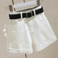 Women's Denim Shorts Summer High Waist Loose Curling