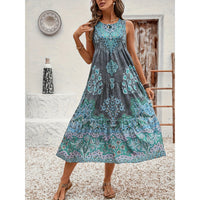 European And American-style Casual Printed Maxi Dress