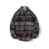 Men's Loose-fitting Autumnwinter Wear Japanese Woolen Coat Retro Long-sleeved Shirt