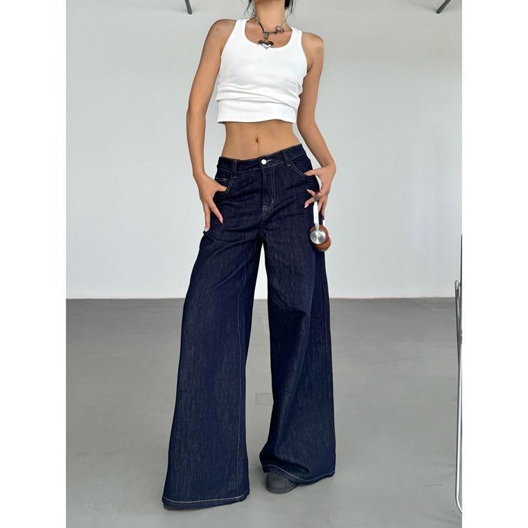 Fashion American Retro Wide Leg Jeans For Women