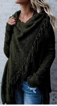 Long Slim Fit Fashion Tassel Stripe Coat Sweater