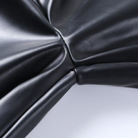 Black Printed High-waisted Abdomen-hip Wide-leg Leather Pants