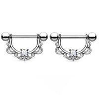 Stainless Steel Heart Punk Style Breast Ring Double Layer