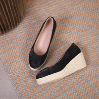 Wedge Thick Bottom Shallow Mouth Comfortable Rope Bottom High Heel Pumps