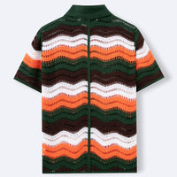 Men's Lapel Short-Sleeve Crochet Polo Shirt