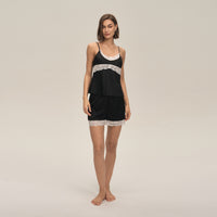 Womens Two-Piece Suspender Shorts Pajama Set Summer Loungewear Set