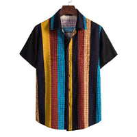 Men's Short-sleeved Fashion Loose Striped Shirt