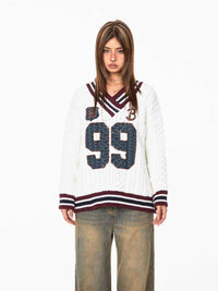 Jacquard Autumn And Winter Loose Idle Style Knitted Top