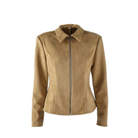 Suede Wrapped Waistcoat In Khaki Vintage Style Jacket