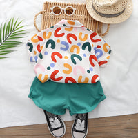 Summer Short-sleeved Suit Printed Shirt Shorts Two-piece Suit