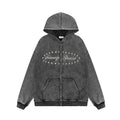 Distressed Washed Hooded Jacket Men's Punk Trendy